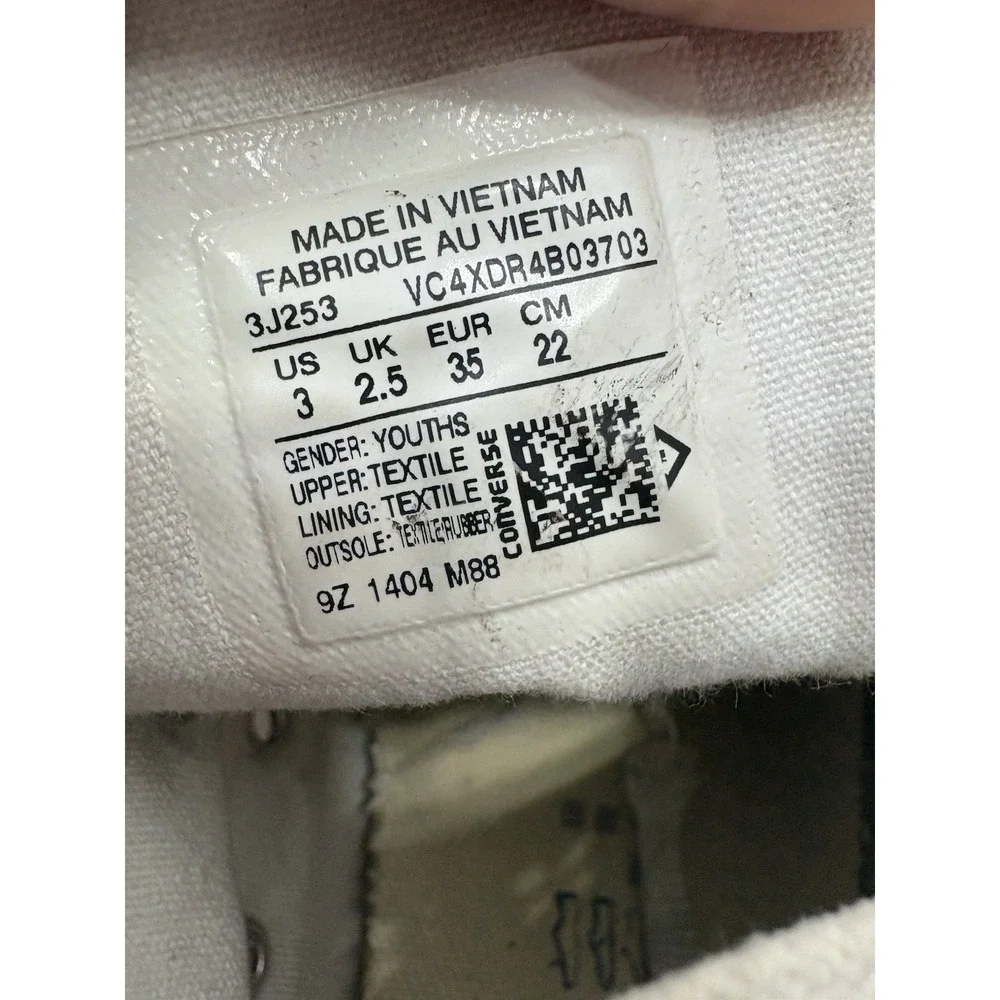 Converse All Star‎ High Top Shoe Women's 3 White Canvas
